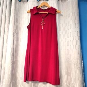 Chic Pink Sleeveless Dress with Zipper Detail